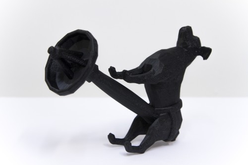 Morehshin Allahyari. Dark Matter: #dog #dildo #satellite dish, 2013. 3D print, black nylon plastic.