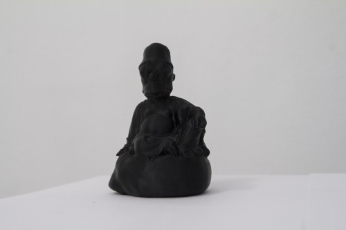 Morehshin Allahyari. Dark Matter: #buddha #simpson, 2014. 3D print, black nylon plastic.