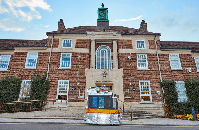 Bethlem Gallery, with cardboard sculpture by Mr X in the foreground, 1 September 2017. Photograph: Ed Watts, courtesy Bethlem Gallery.
