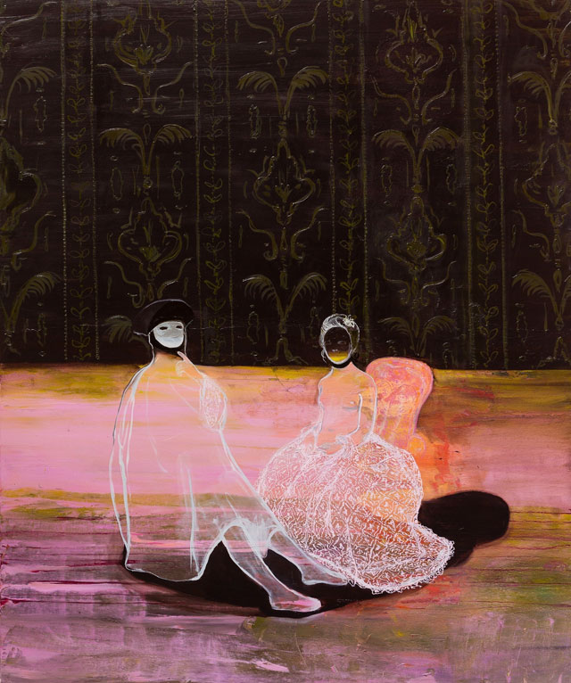 Lisa Wright RWA. After The Masked Visitor, 2015. Oil on canvas, 180 x 150 cm. Courtesy the artist. Photograph: Steve Tanner.
