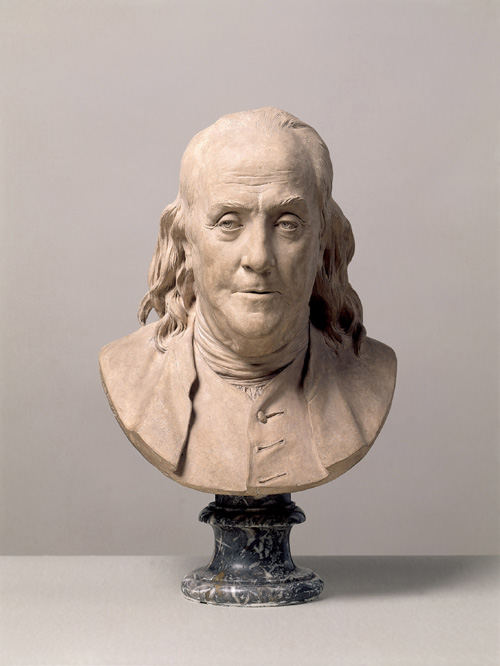 Jean-Antoine Houdon. <em>Benjamin Franklin</em>, 1778. Terracotta, 52.2 x 34.2 x 27.4 cm. Departement des Sculptures, Musee du Louvre, Paris, RF 349 Photo: © RMN/Ojeda, Paris