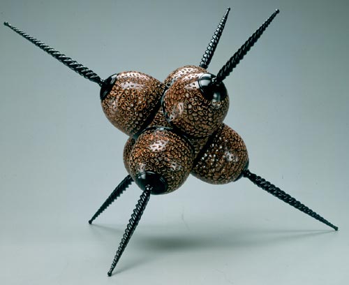 Stuart Mortimer, <em>Sputnik</em>, 2000. Ebony, holly 17 x 22 1/2 in. Collection of the Museum of Arts and Design, Gift of Robert M. Bohlen. Photo: unknown