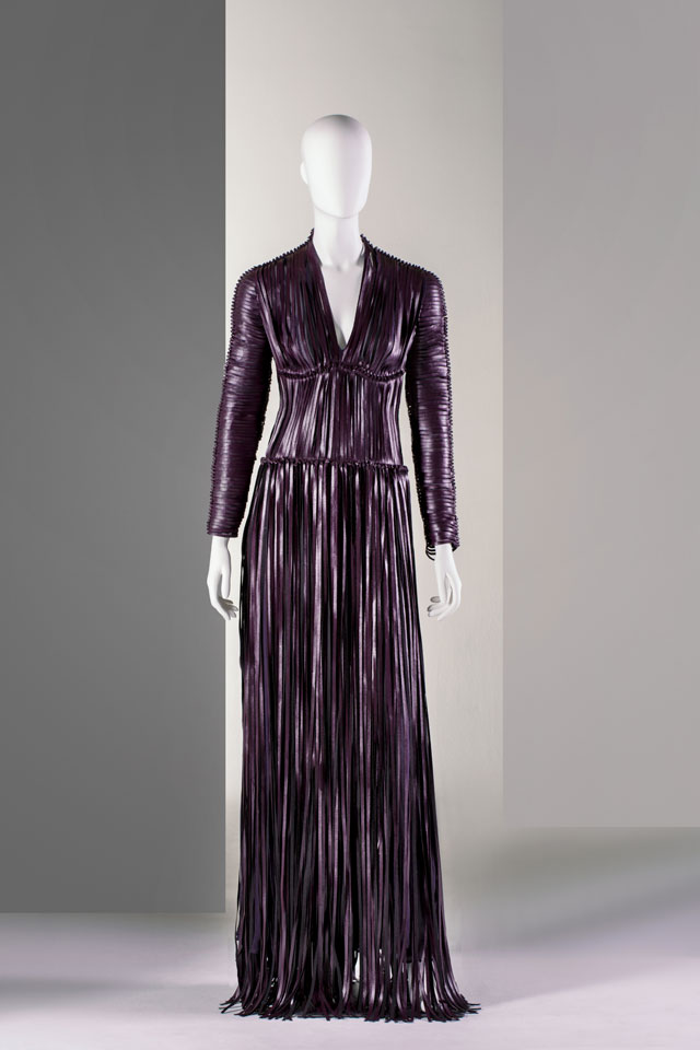 Grape dress made with Vagea, a leather alternative made from grape waste © Vegea.
