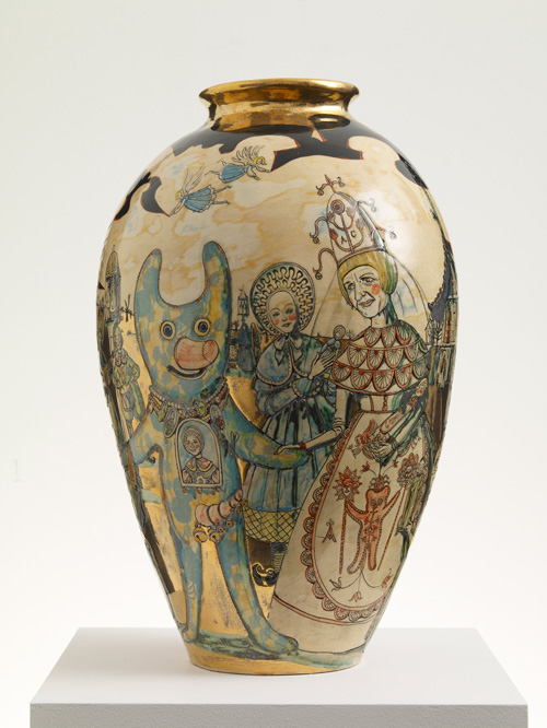 Grayson Perry. <em>World Leaders Attend the Marriage of Alan Measles and Claire Perry</em>, 2009. Glazed ceramic, 52 cm x 32 cm.