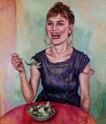 Roxana Halls. Laughing While Eating Salad, 2013. Oil on linen, 70 x 60 cm. © the artist.