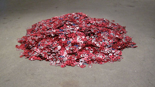 Alice Hope. Untitled, 2014. Aluminium tabs, diameter approx. 30 in (76.2 cm).