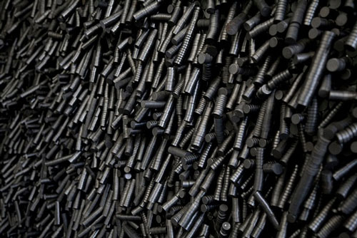 Alice Hope. Untitled, 2012 (detail). Ferrite magnets, steel plate, 8 x 8 ft.