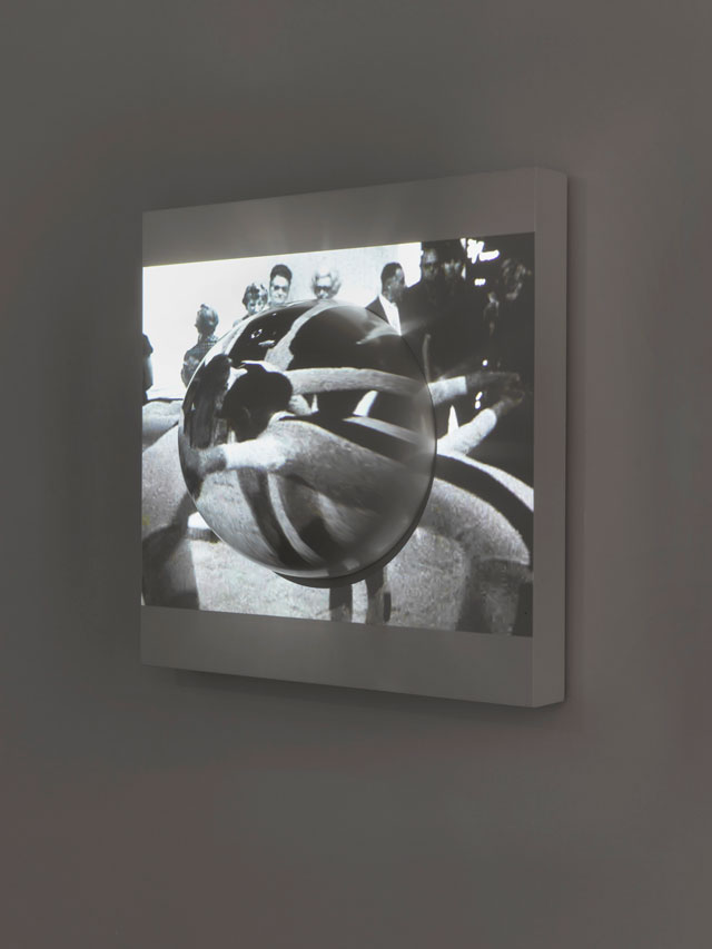 Channa Horwitz. Dome Inside Square, 1968. Acrylic on wood. At the Tone the Time Will Be, 1969. Performance at Orlando Gallery, Encino, California. 16 mm film, digitised. Film by Marlene Matlow. Courtesy Estate of Channa Horowitz. Photograph: Marcus J. Leith.