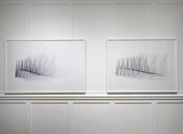 Channa Horwitz. 8 Expanded, Variation I and 8 Expanded, Variation II, 1981. Ink on graph mylar. Courtesy the Estate of Channa Horwitz. Photograph: Marcus J. Leith.