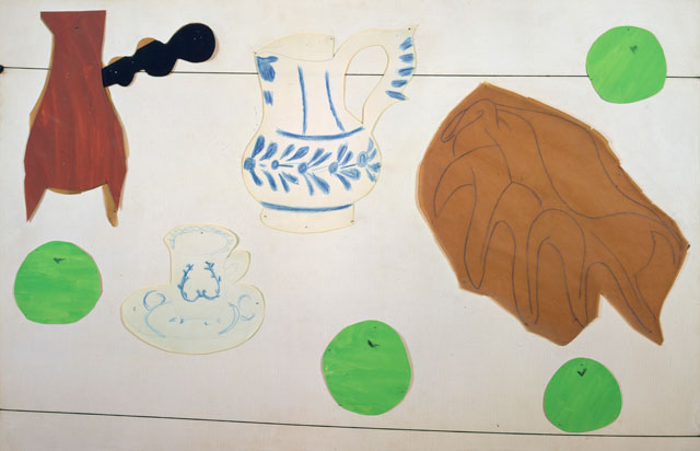 Henri Matisse. Still Life with Shell, 1940. Gouache, coloured pencil, and charcoal on cut paper, and string, pinned to canvas, 83.5 x 115 cm. Private collection. Photograph © Private collection. © Succession H. Matisse/DACS 2017.