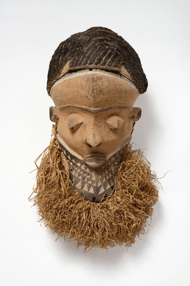 Muyombo mask, Pende region, Democratic Republic of the Congo, 19th-early 20th century. Wood, fibre and pigment, 49 x 19.3 cm. Former collection of Henri Matisse. Private collection. Photograph: Jean-Louis Losi.