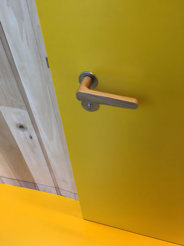Hand-turned oak door handles, Maggie’s Centre for cancer care, Oldham. Photograph: Veronica Simpson.