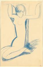 Amedeo Modigliani. Kneeling Blue Caryatid, c1911. Blue crayon, 43 x 26.5 cm. Courtesy: Richard Nathanson, London.