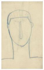 Amedeo Modigliani. Male Head and Shoulders, c1911. Blue crayon, 42.8 x 26.7 cm. Courtesy: Richard Nathanson, London.