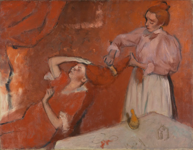Hilaire Germain Edgar Degas. Combing the Hair (La Coiffure), c1896. Oil on canvas, 114.3 x 146.7 cm. 
The National Gallery, London.