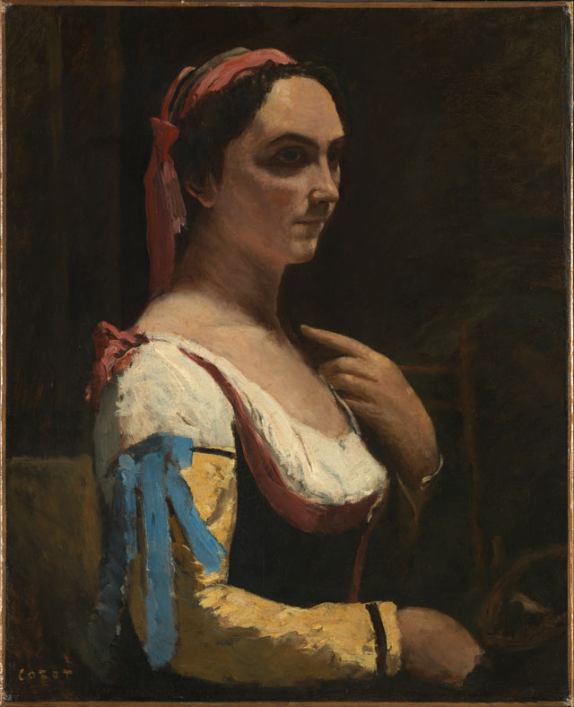 Jean-Baptiste-Camille Corot. Italian Woman, or Woman with Yellow Sleeve (L'Italienne), c1870. Oil on canvas, 73 x 59 cm. © The National Gallery, London.