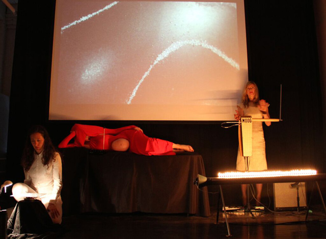 Aura Satz. Ventriloqua performed at Cabinet in New York, 2012, with Dorit Chrysler.