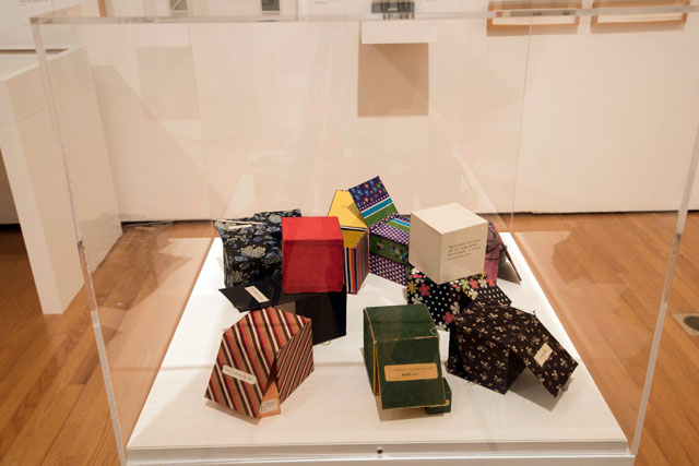 Rimma Gerlovina. Selection from the series Cube-Poems, mid-1970s. Sculpture. Installation View: Thinking Pictures: Moscow Conceptual Art at the Dodge Collection at the Zimmerli Art Museum at Rutgers. Photograph: Peter Jacobs.