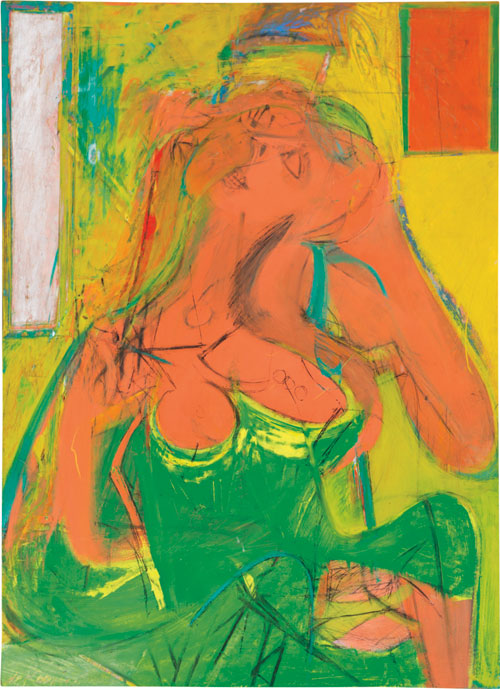 Willem de Kooning. Pink Lady, c1944. Oil and charcoal on panel, 48 1/4 x 35 1/4 in (122.6 x 89.5 cm). Wexner Family Collection © 2014 The Willem de Kooning Foundation / Artists. Rights Society (ARS), New York.