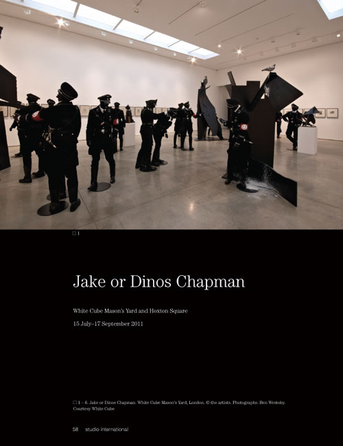 Studio International Yearbook 2011, page 58. Jake or Dinos Chapman. White Cube Mason's Yard, London. © the artists. Photographs: Ben Westoby. Courtesy White Cube.