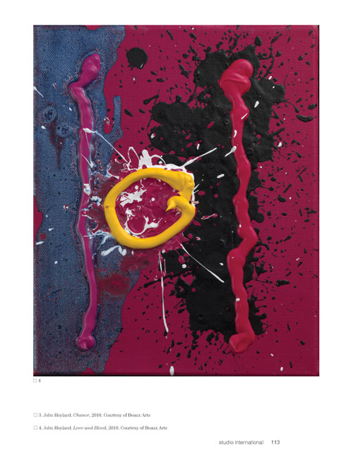 Studio International Yearbook 2011, page 113. John Hoyland. Love and Blood, 2010. Courtesy of Beaux Arts.