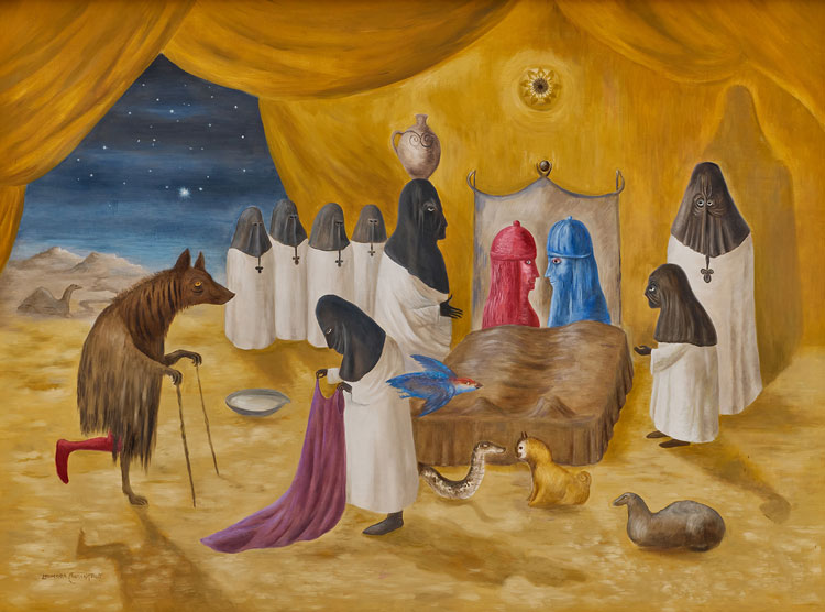 Leonora Carrington, The Lovers, 1987. Oil on canvas. Courtesy of Lévy Gorvy Dayan.
