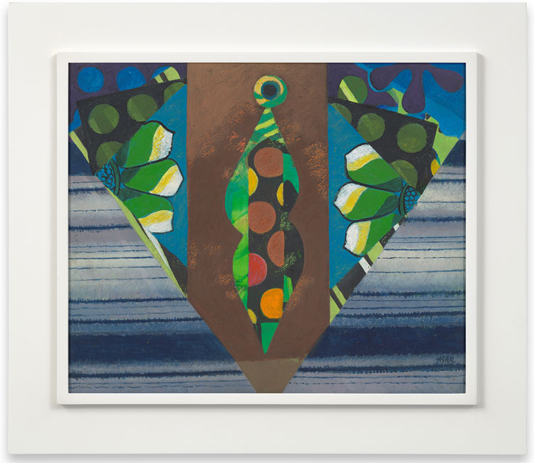 Eileen Agar. Budding Figures, c1967. Acrylic on board, 20 x 24 in (50.8 x 61 cm).