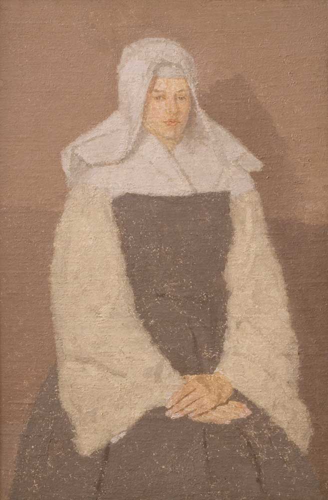 Gwen John, Portrait of a Young Nun, 1918-19. Oil on canvas, 60.3 x 40 cm (23 3/4 x 15 3/4 in). Private Collection.