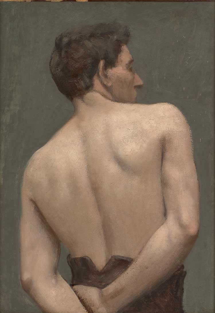 Pierre Puvis de Chavannes. Homme debout de dos (Man, Back View), c1879-82. Oil on canvas, 65 x 45.5 cm (25 1/2 x 18 in). © The Estate of Pierre Puvis de Chavannes. Courtesy Michael Werner Gallery.