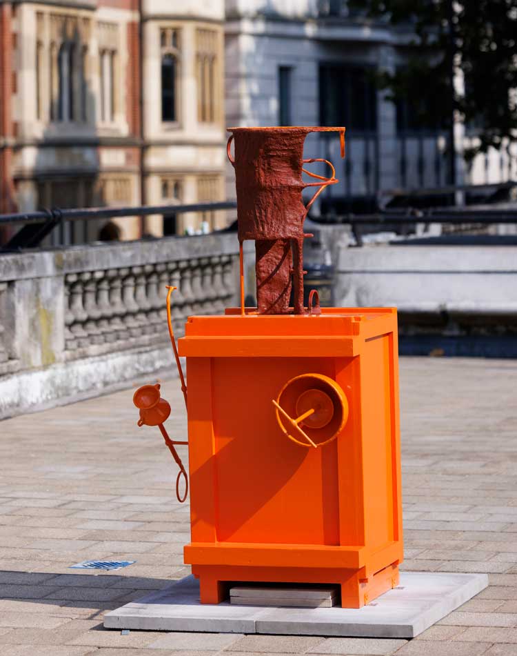 Olivia Bax, Cartouche, 2023. Installation view, Mary Mary, Artist’s Garden, Temple Place, London. Image courtesy theCOLAB The Artist
