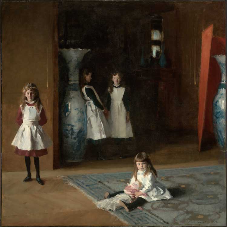 John Singer Sargent, The Daughters of Edward Darley Boit, 1882. Oil on canvas, 87 3/8 × 87 5/8 in (221.9 × 222.6 cm). Museum of Fine Arts, Boston, Gift of Mary Louisa Boit, Julia Overing Boit, Jane Hubbard Boit, and Florence D. Boit in memory of their father, Edward Darley Boit.