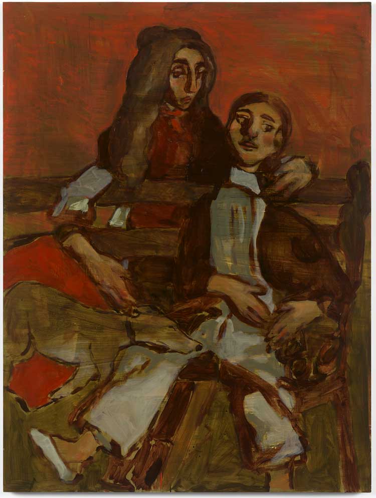 Liorah Tchiprout. Not everyone comes here to celebrate, 2024. Oil on panel, 122 x 91 cm (48 x 35 ¾ in). Courtesy the artist and Pippy Houldsworth Gallery, London. © Liorah Tchiprout 2024. Photo: Todd-White Art Photography.