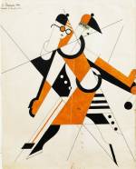 Anatol Petrytsky, Eccentric Dances, Kasian Goleizovsky, Choreographer, Moscow Chamber Ballet, 1922. Dance costume sketches, gouache and India ink on paper, 24⅜ x 19⅝ in (62 x 50 cm).